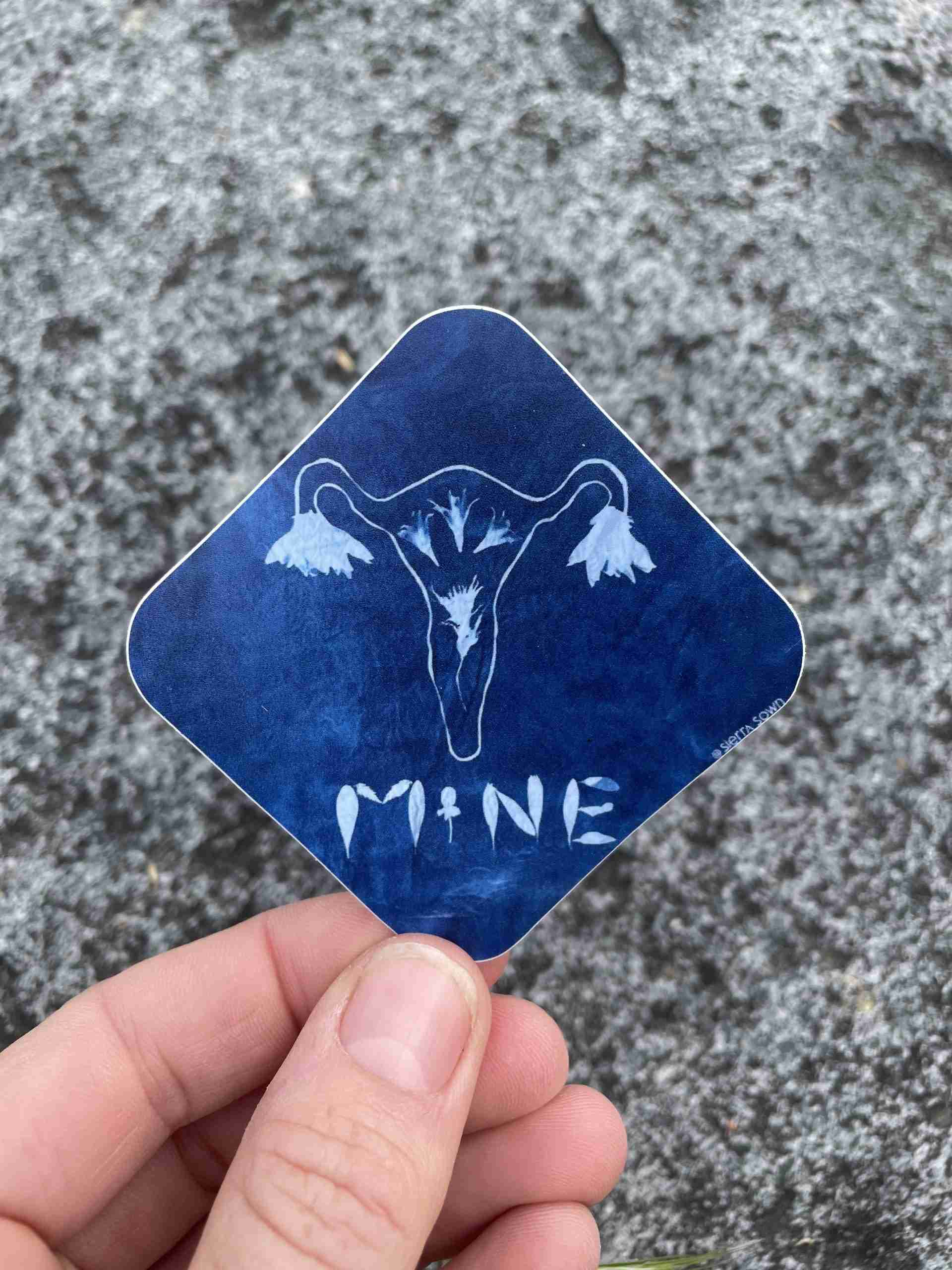 Sticker: Cyanotype Uterus "Mine" image 1