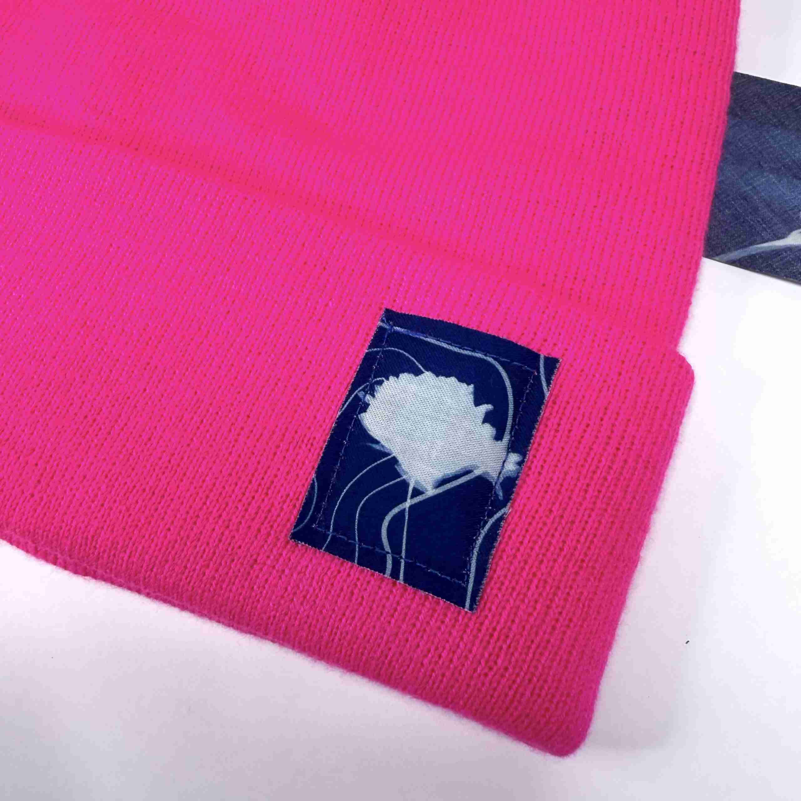 Pink Beanie: Wildflower + Topo Map image 1