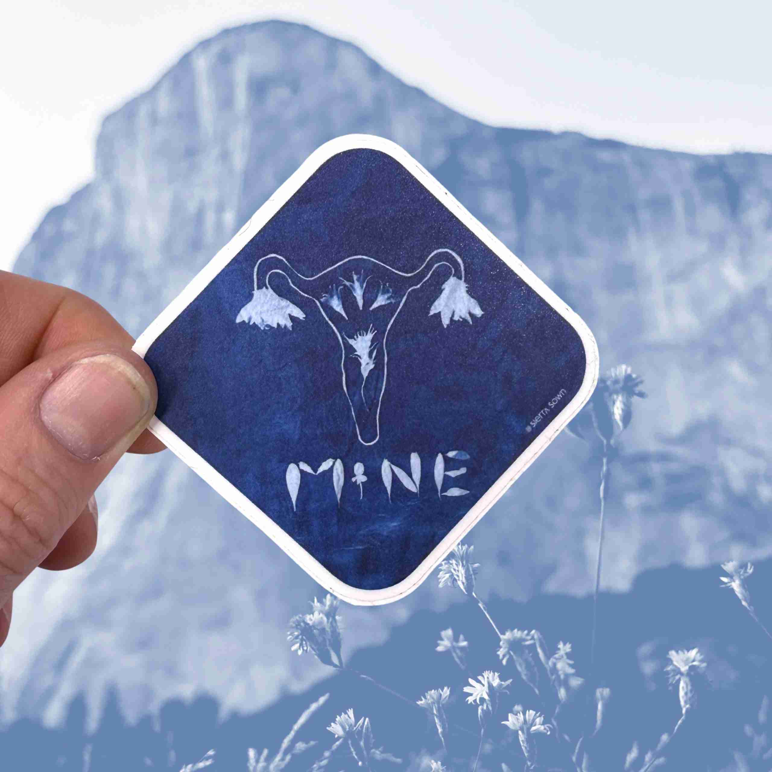 Sticker: Cyanotype Uterus "Mine" image 0