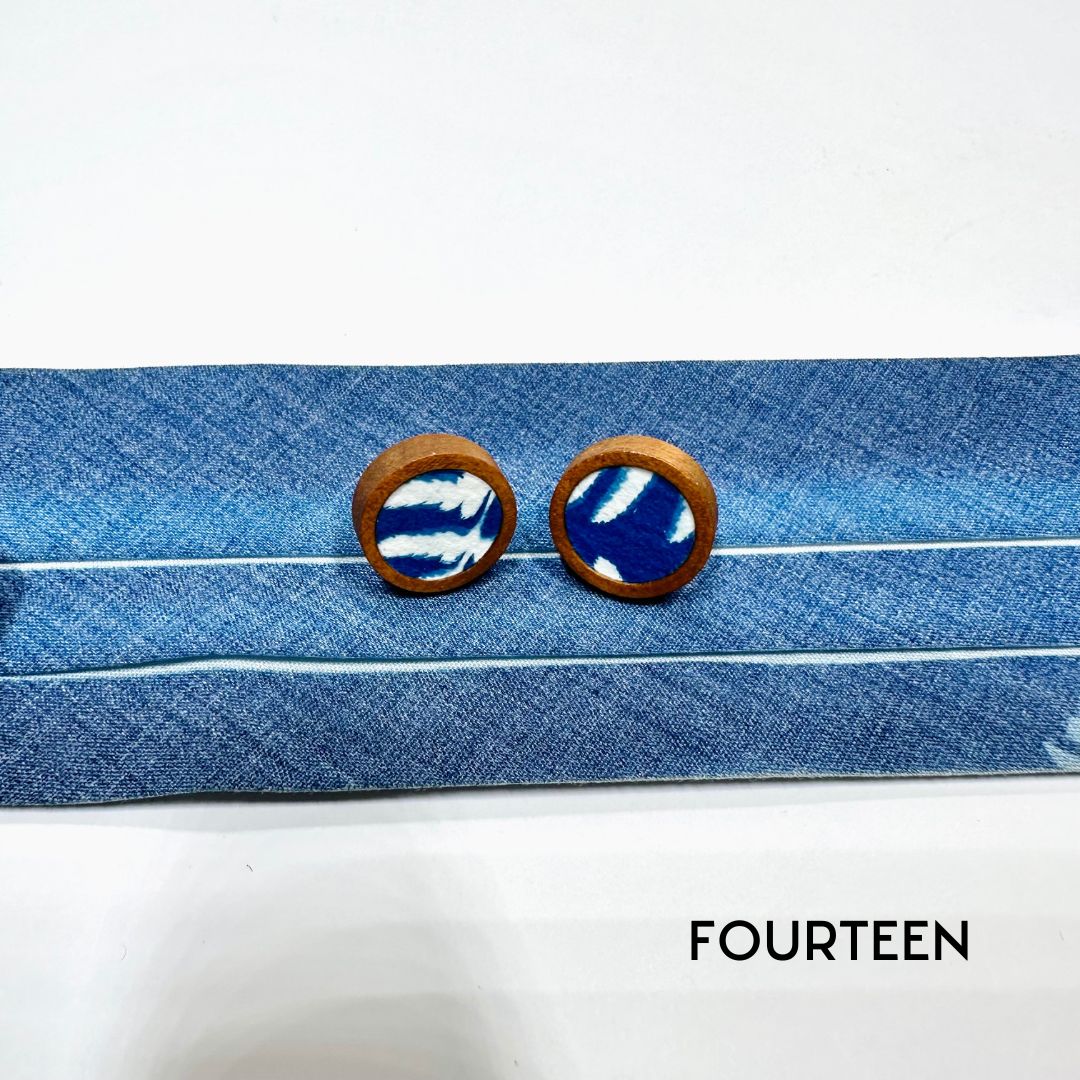 Cyanotype 12mm Stud Earrings - 14 image