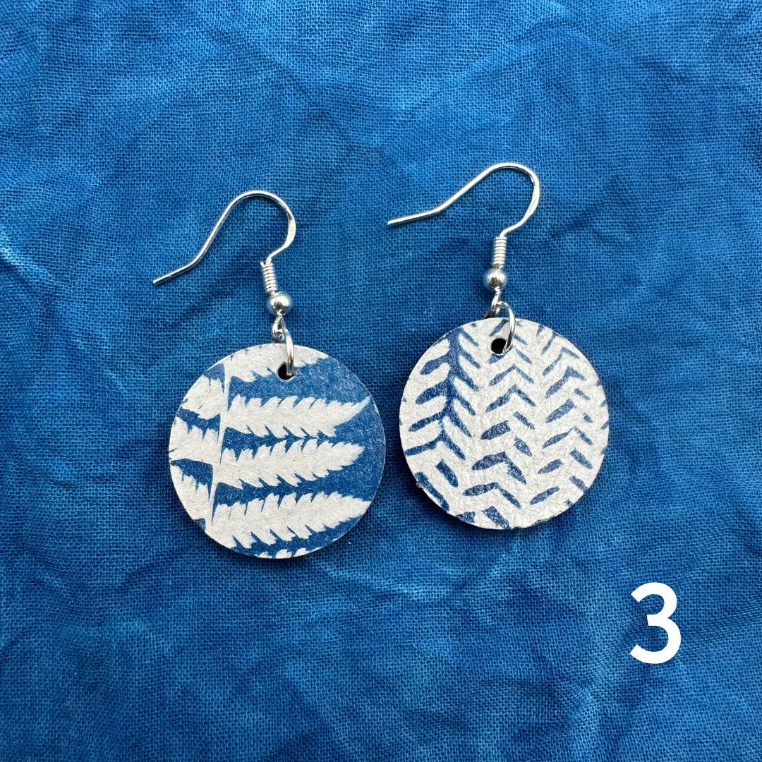 Cyanotype Circle Earrings - 03 image