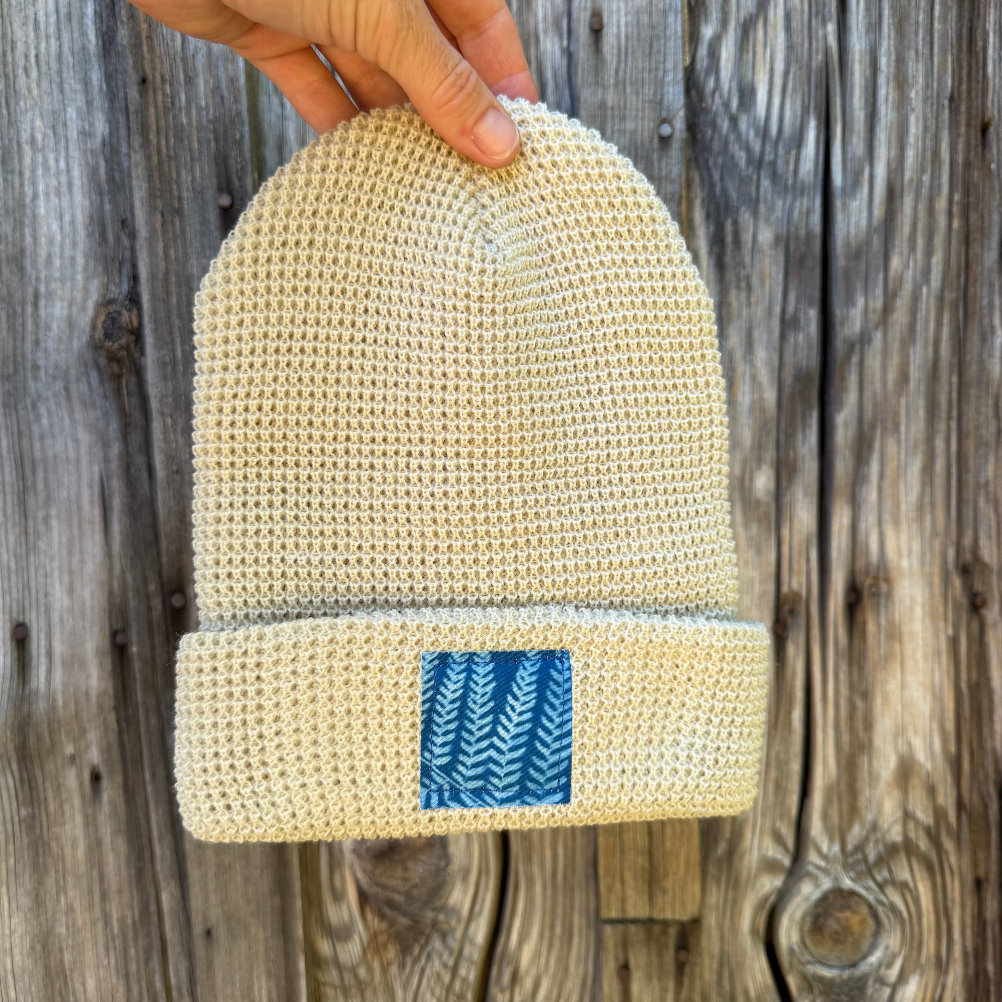 Waffle Knit Beanie: Cream : Fern