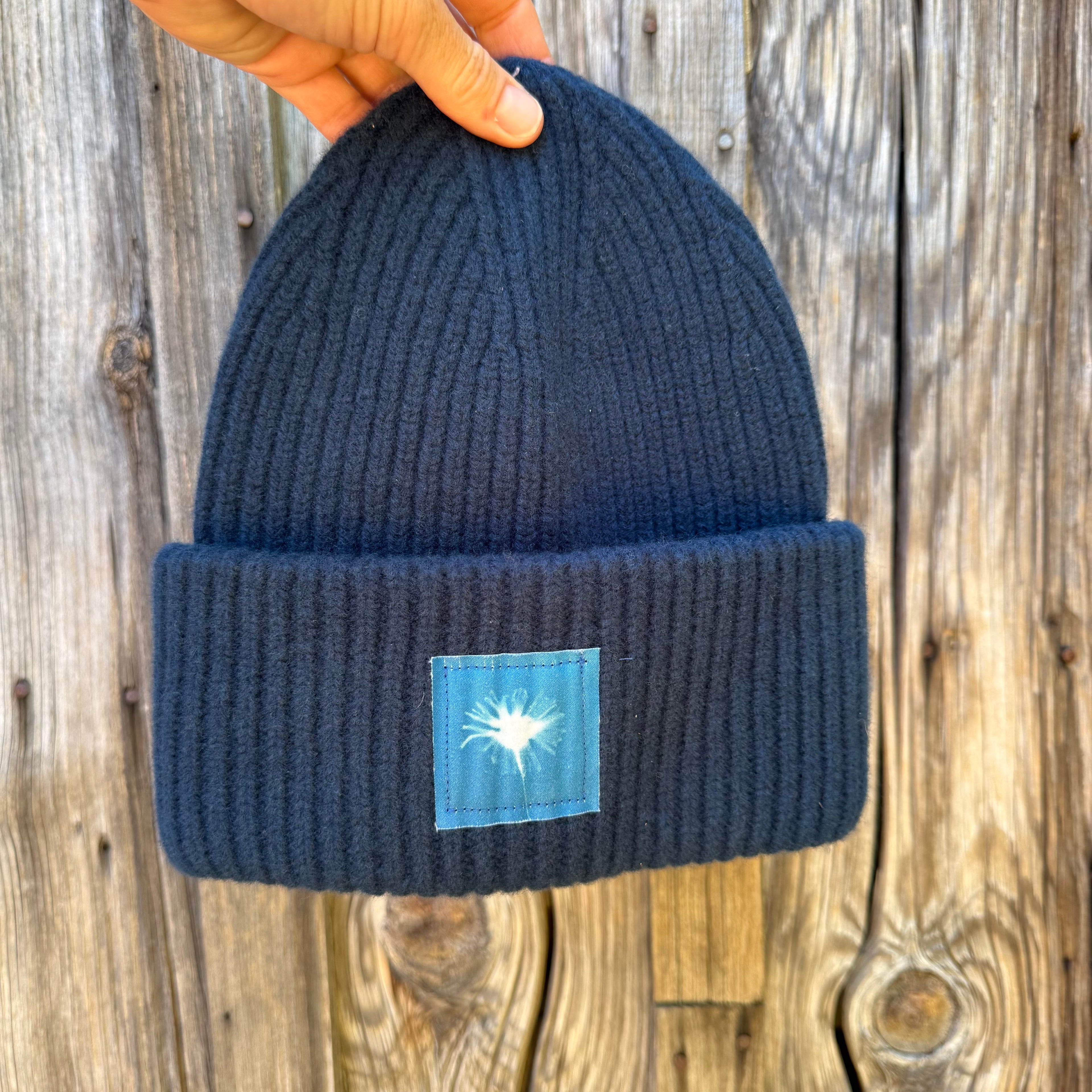Chunky Knit Wool Beanie: Blue: Wildflower