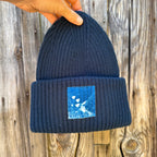 Chunky Knit Wool Beanie: Blue: Poppies Photo