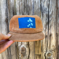 Corduroy Brown Hat: Lupine +Yuba River Topo