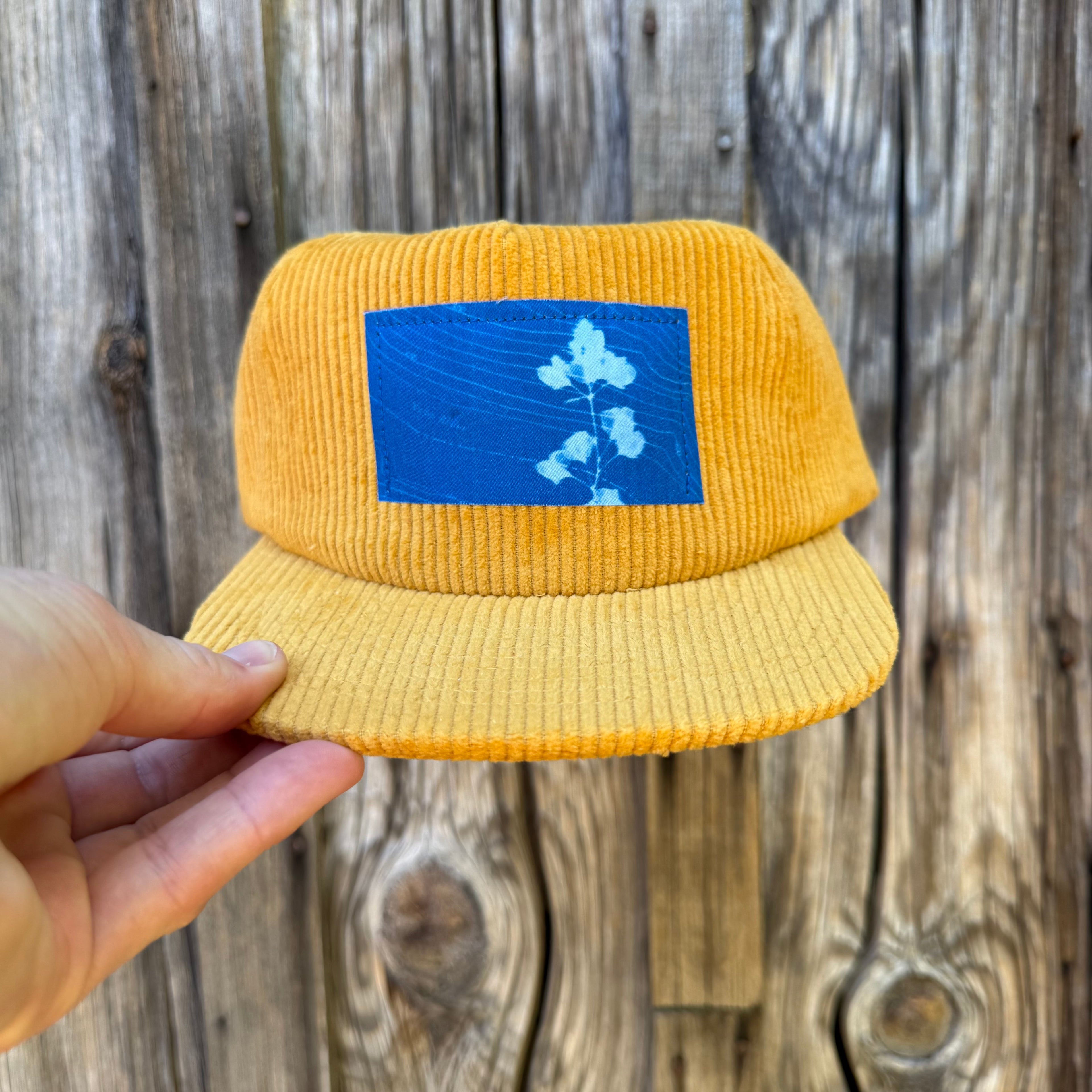 Corduroy Sun Gold Hat: Lupine + Yuba River Topo