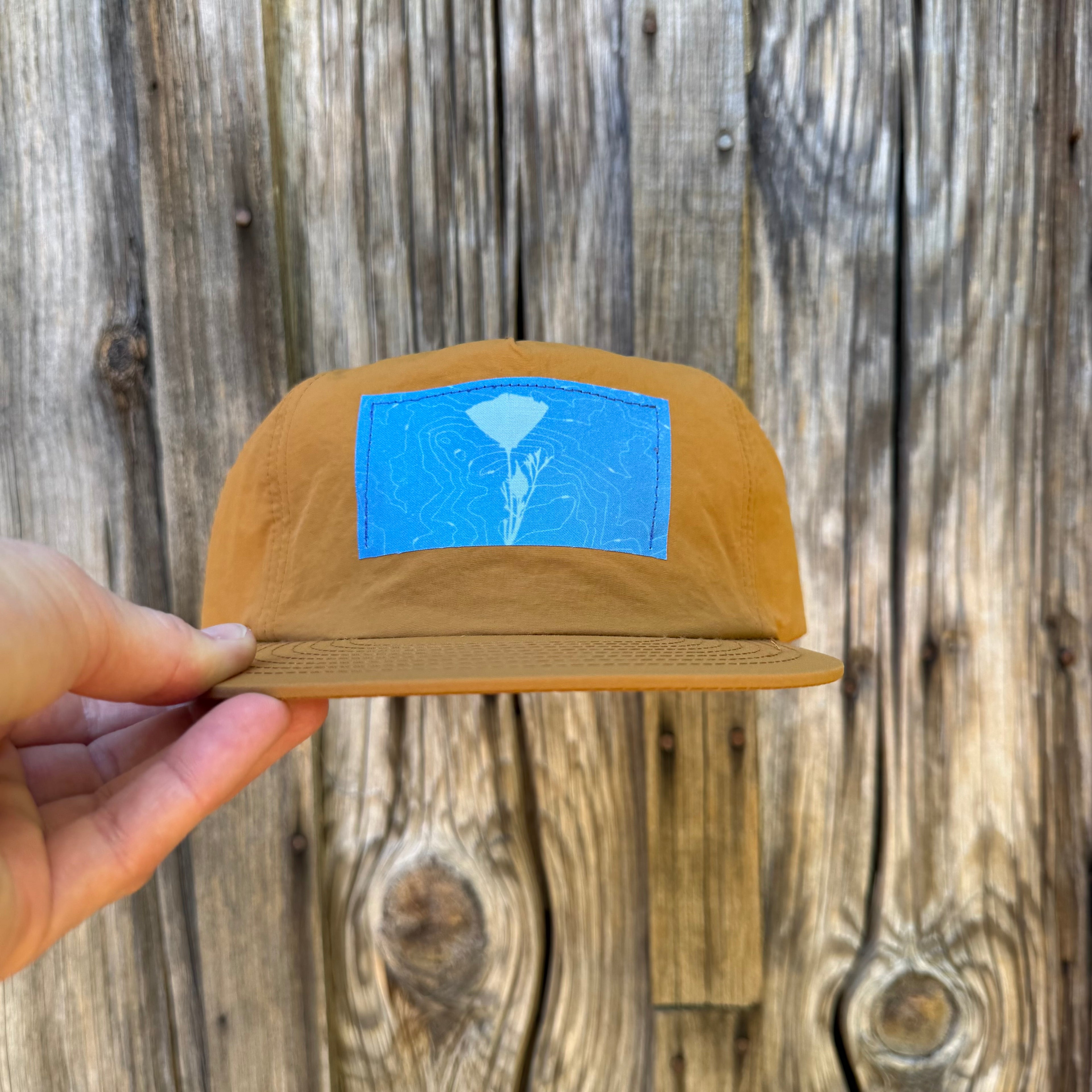Nylon Honey Hat: Poppy + Yosemite Topo Map