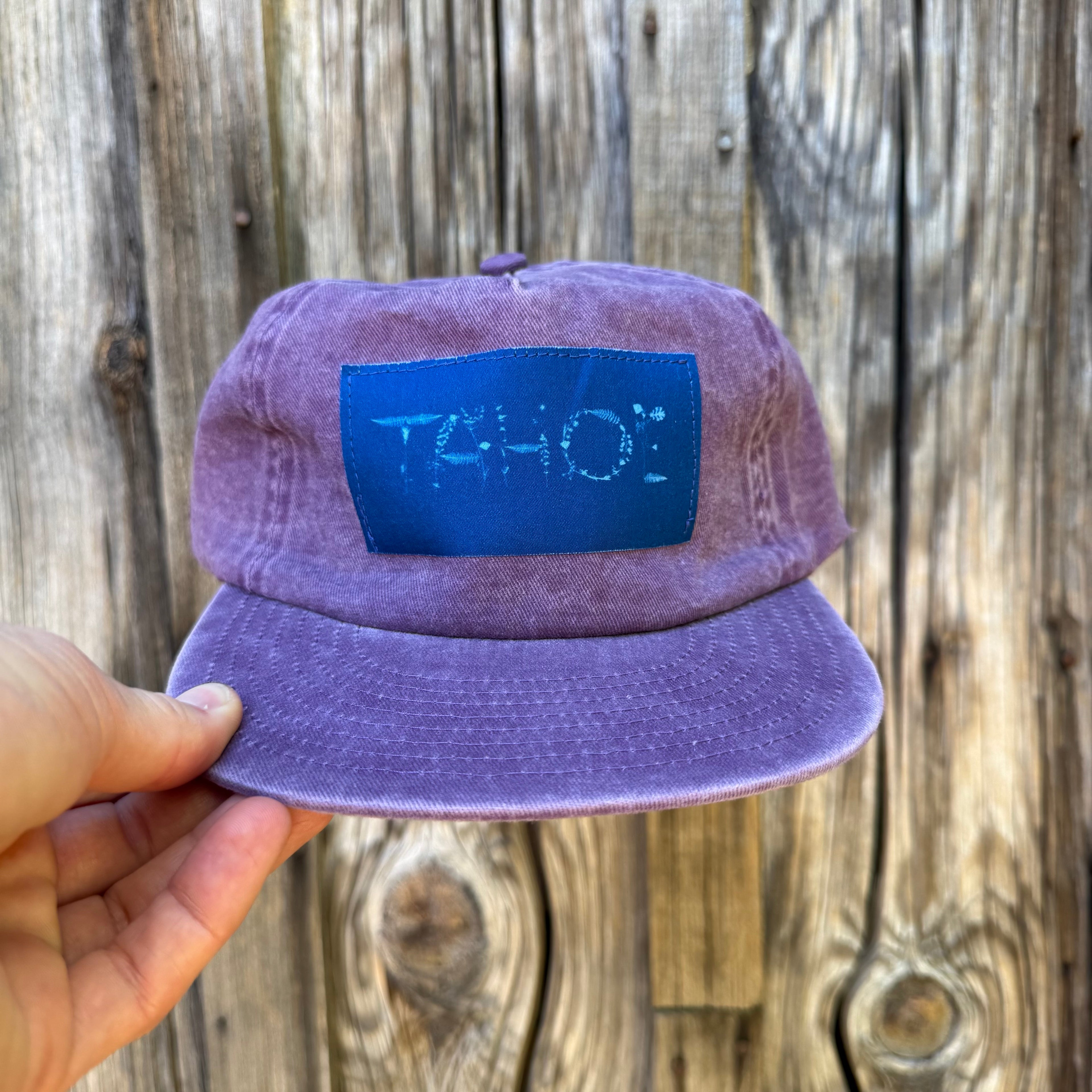 Washed Cotton Purple Hat: "Tahoe" Cyanotype Flowers