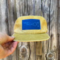 Washed Cotton Yellow Hat: "Tahoe" Cyanotype Flowers