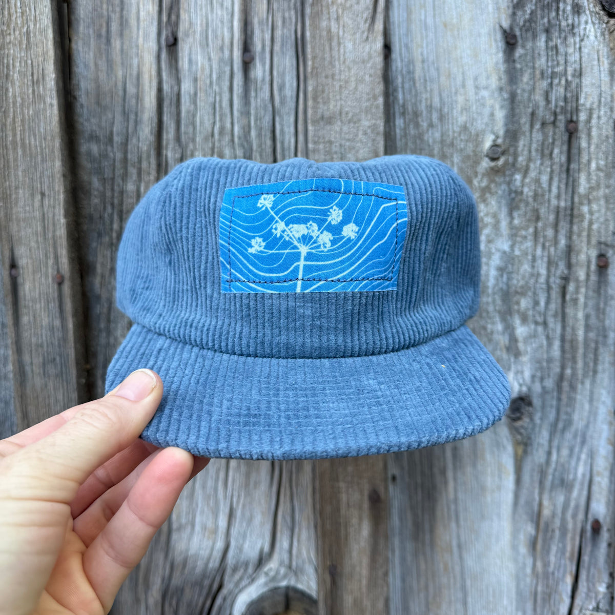 Corduroy Blue Hat 02: Wildflower + Topo