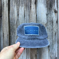 Washed Cotton Slate Blue Hat: "Yosemite" Flowers