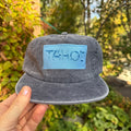Washed Cotton Blue Hat: "Tahoe" Flowers