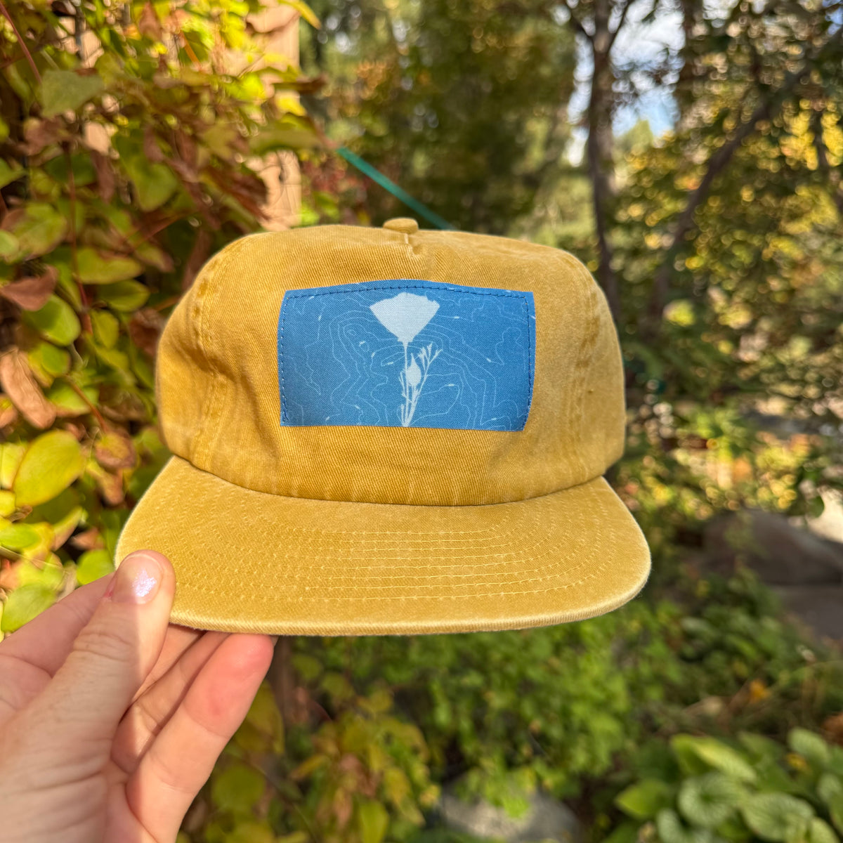 Washed Cotton Yellow Hat: Poppy + Yosemite Topo