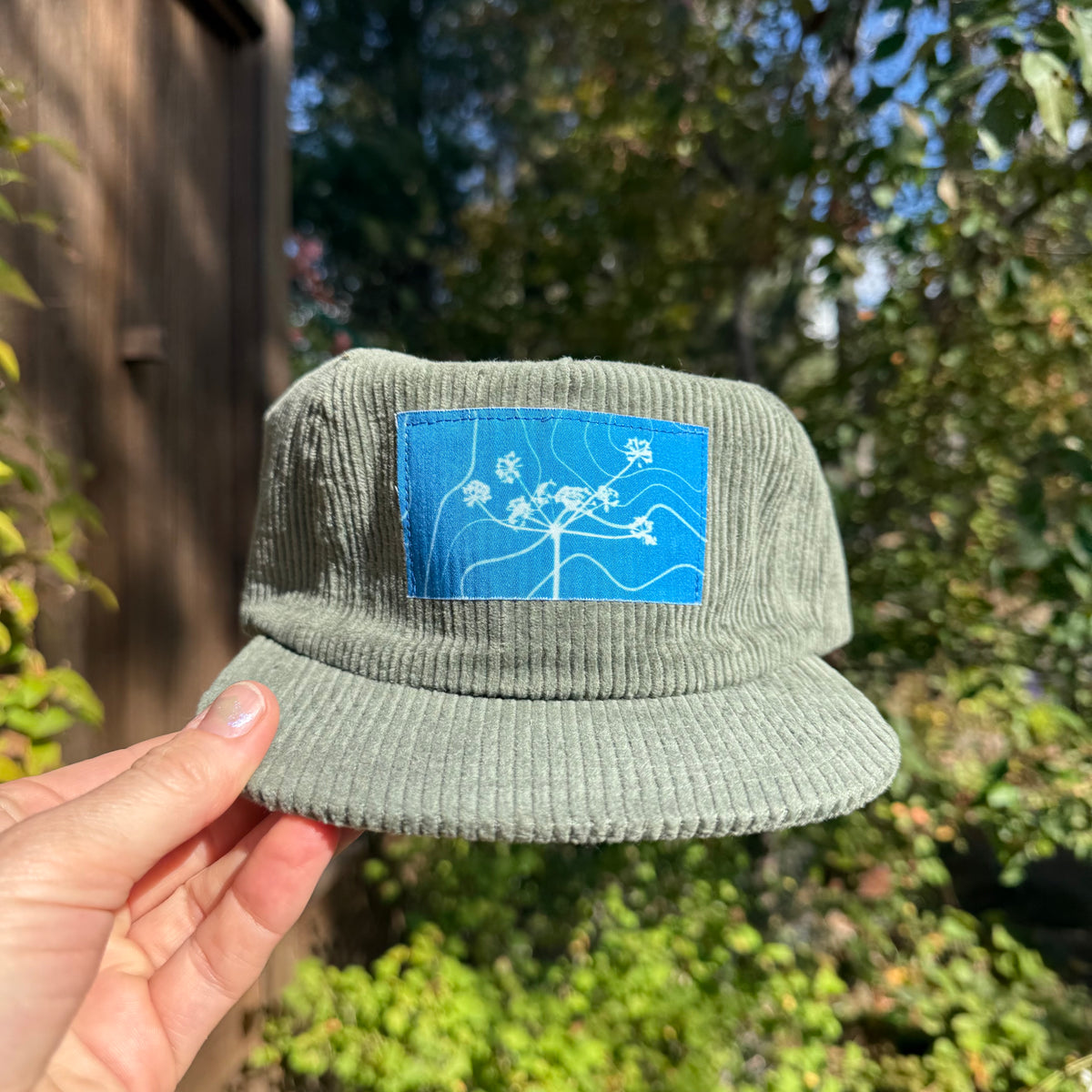 Corduroy Cactus Green Hat: Wildflower + Topo Map
