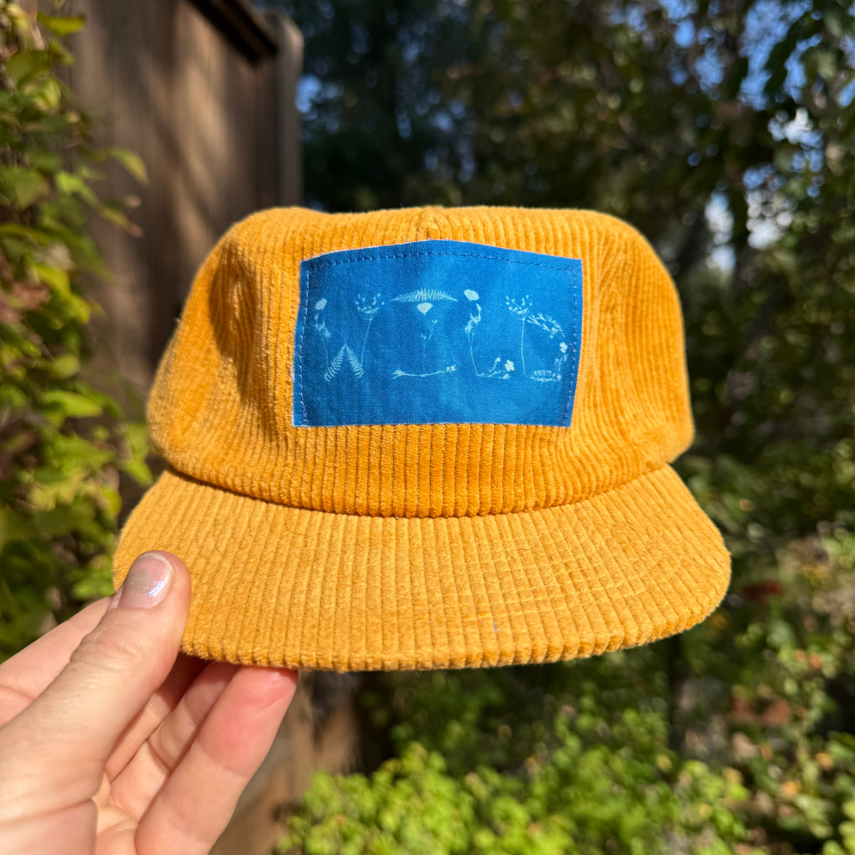 Corduroy Sun Gold Hat: "Wild" in Flowers