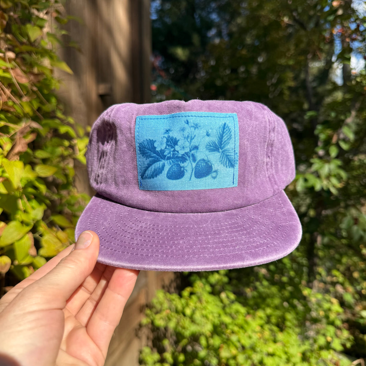 Washed Cotton Purple Hat: Vintage Strawberries