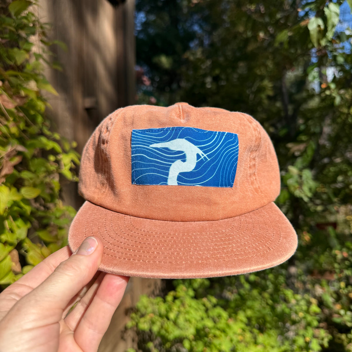 Washed Cotton Rust Hat: Heron + Topo Map