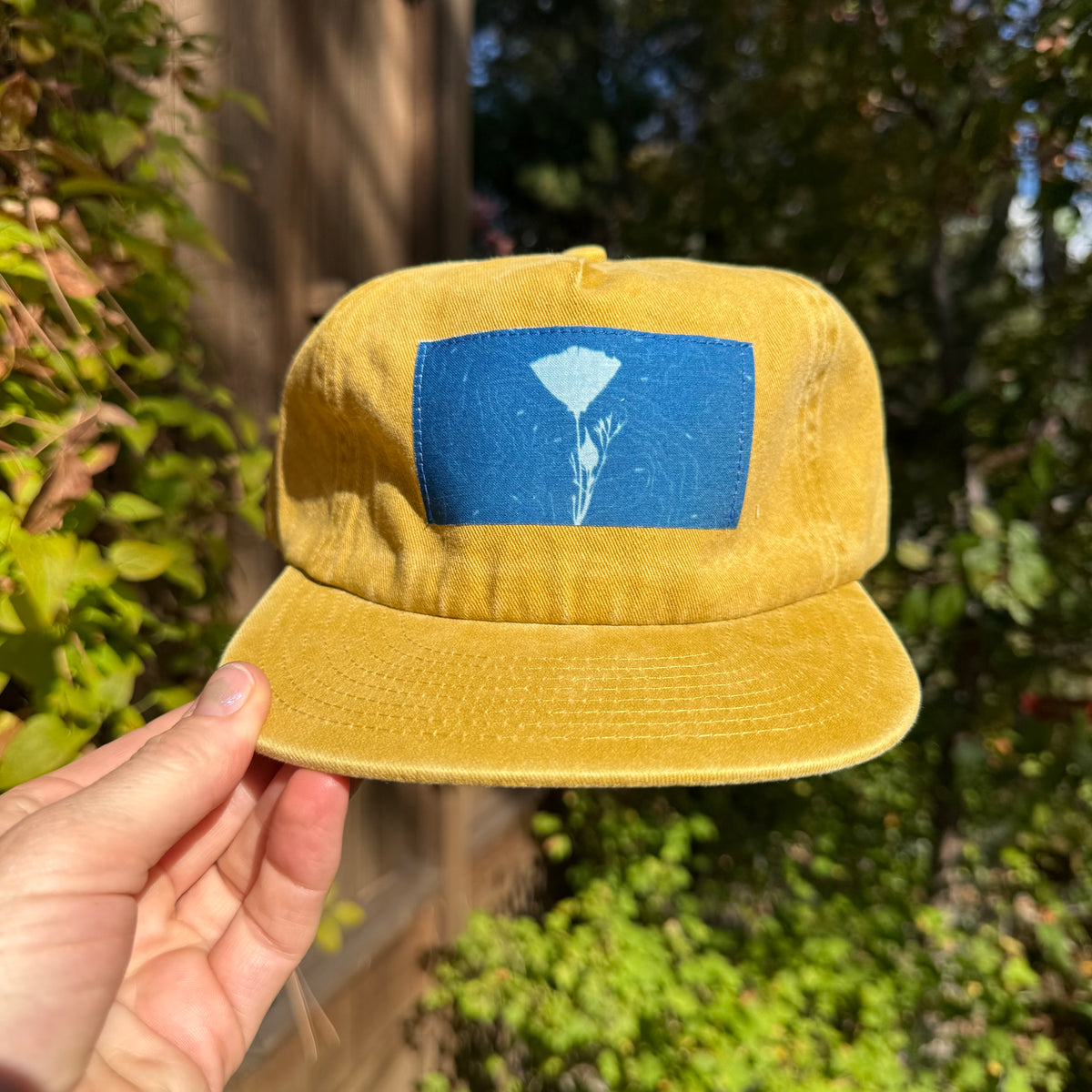 Washed Cotton Yellow Hat: Poppy + Yosemite Topo