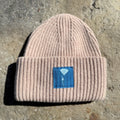 Wool Chunky Knit Cream Beanie: California Poppy