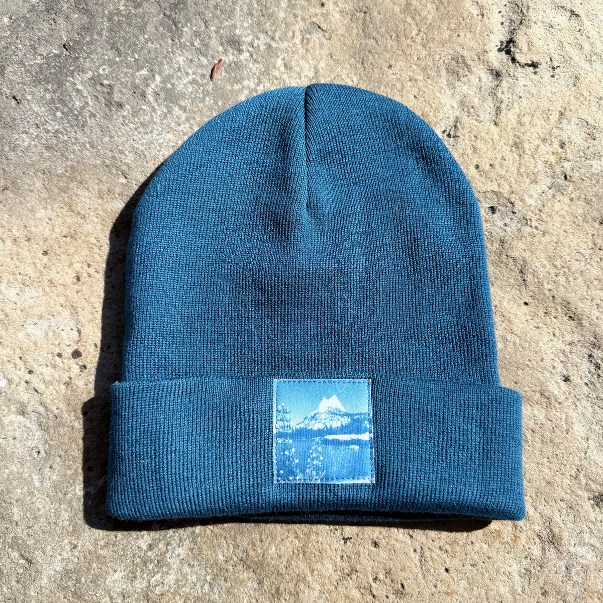 Wool-Blend Blue Beanie: Cathedral Peak Photo