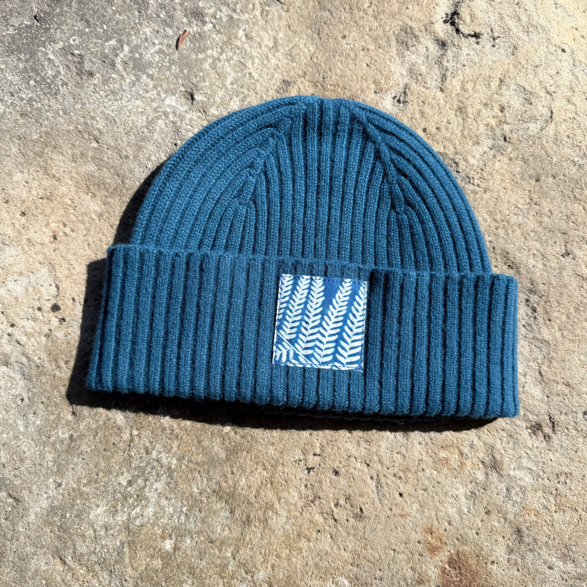 Wool Blue Beanie: Fern