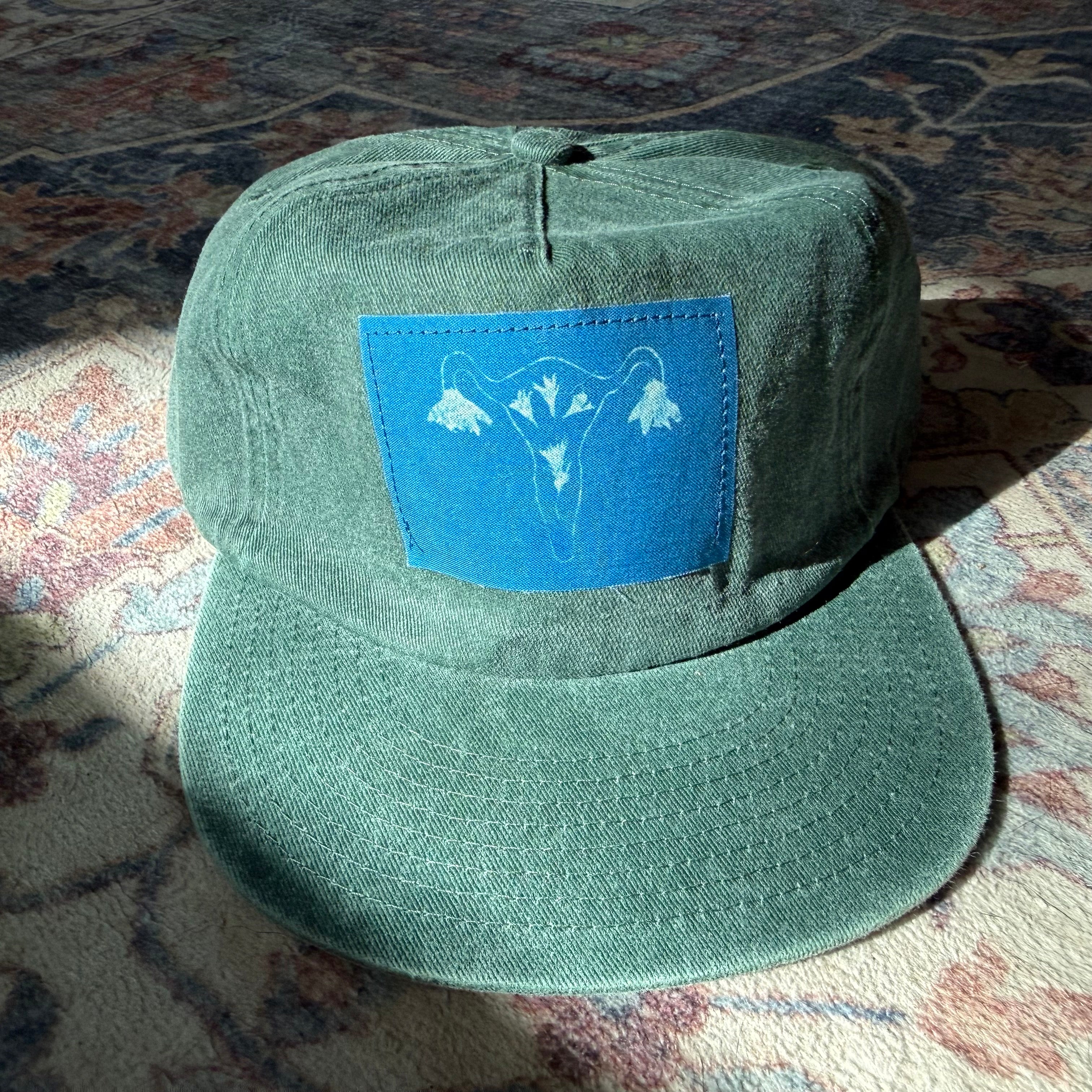 Hunter Green Washed Cotton Hat: Uterus
