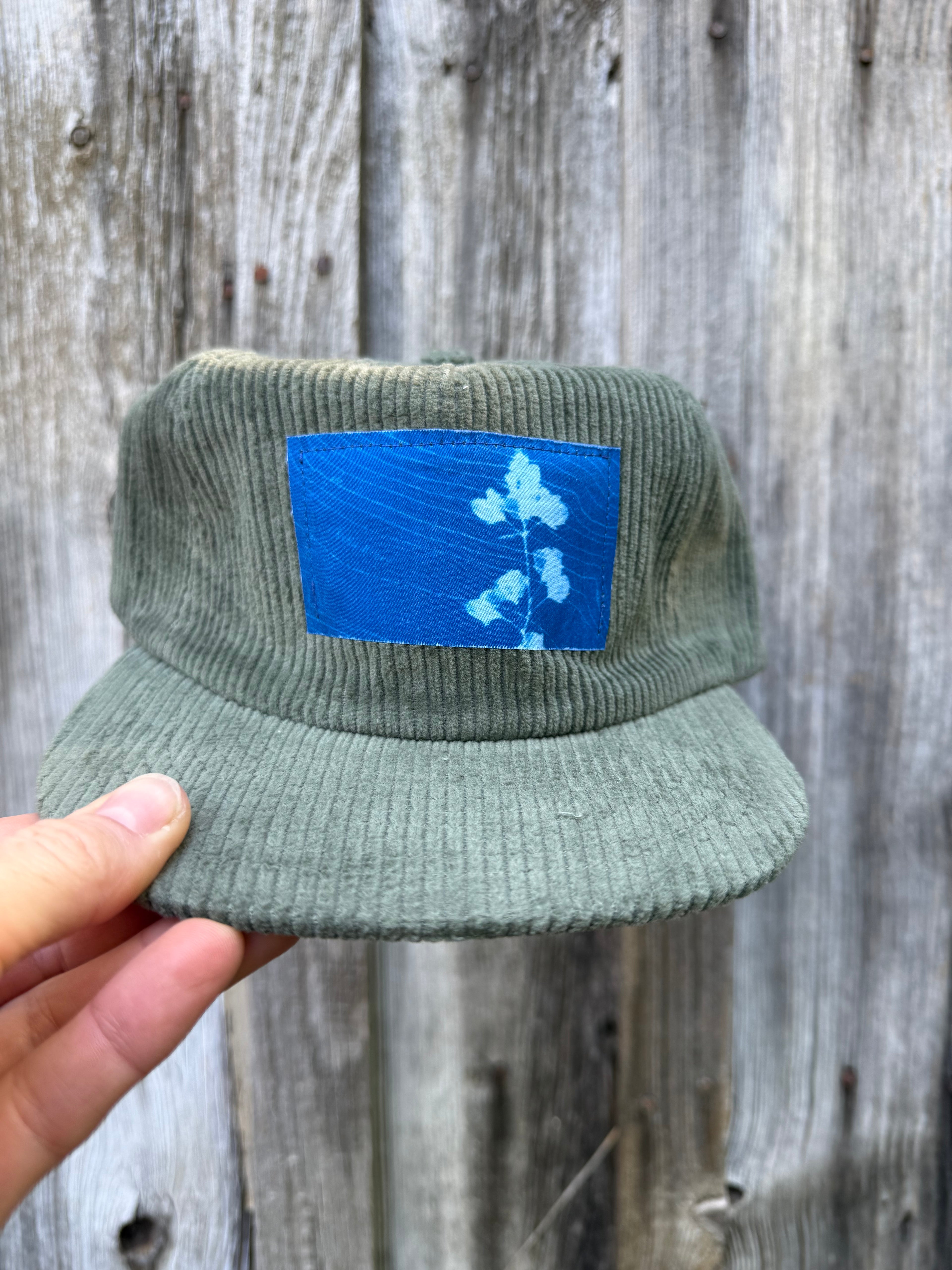 Corduroy Cactus Green Hat: Yuba River Topo + Flower