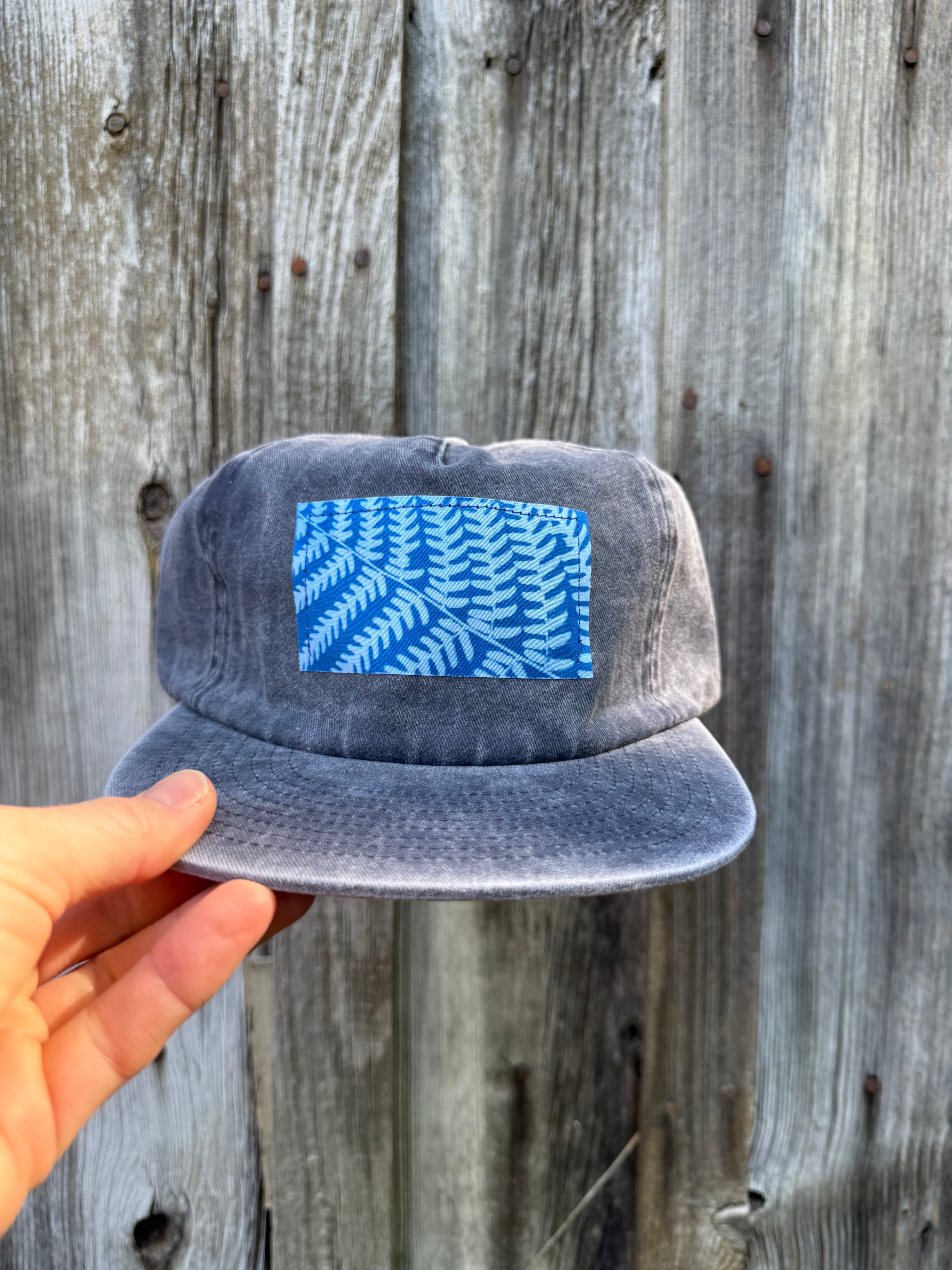 Washed Cotton Slate Blue Hat: Fern 01
