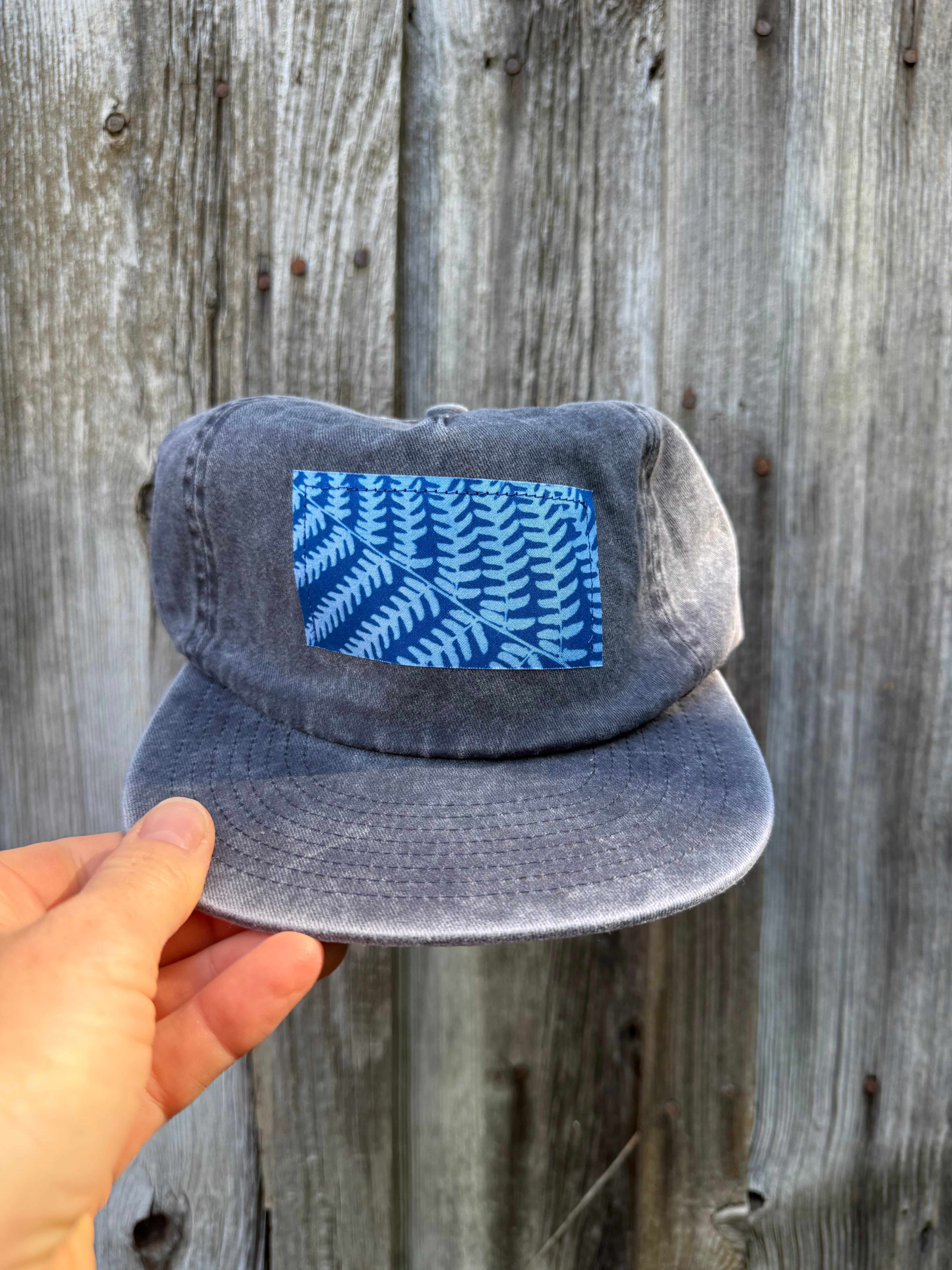 Washed Cotton Slate Blue Hat: Fern 01