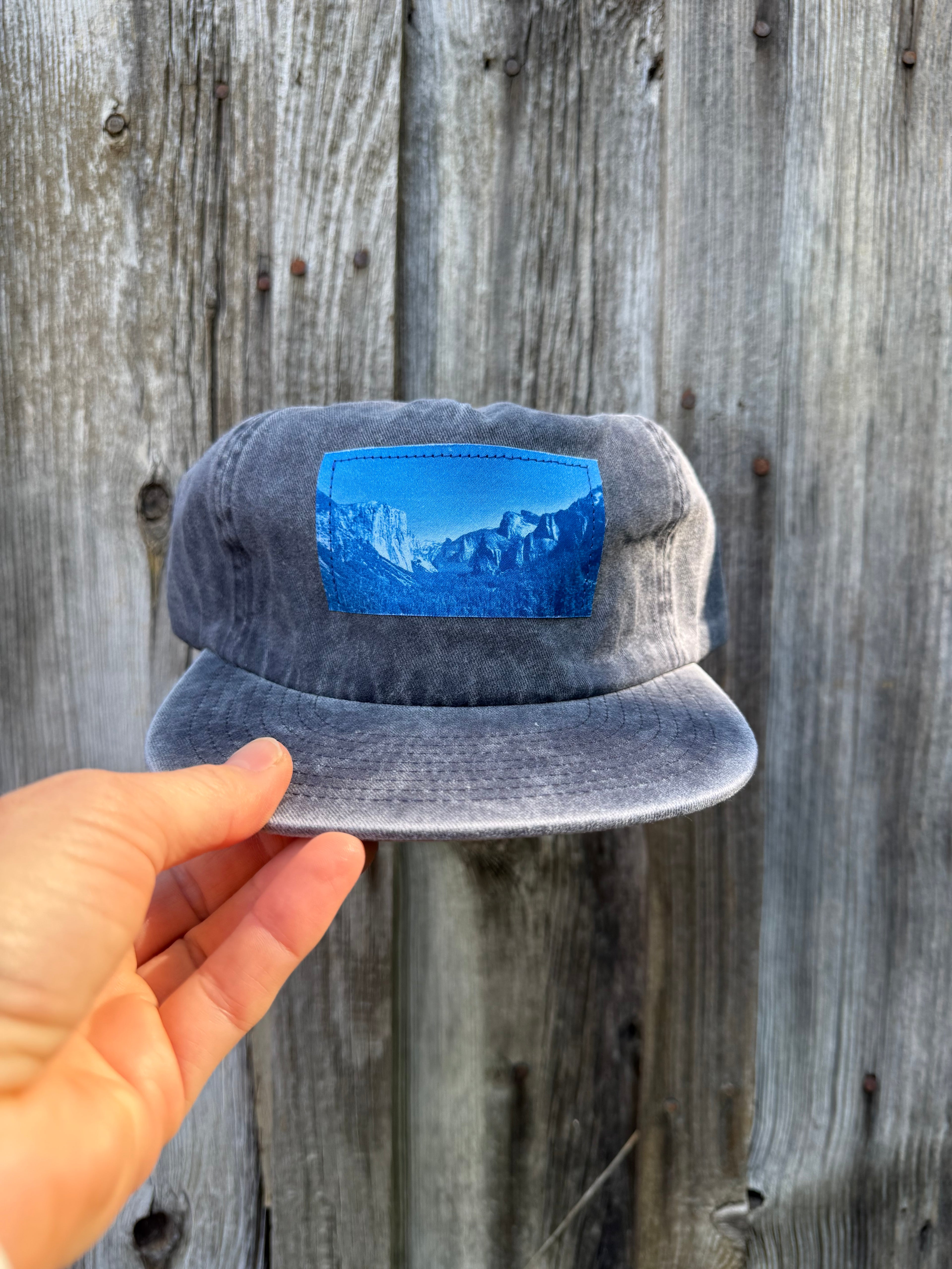 Washed Cotton Slate Blue Hat: Yosemite Tunnel View Photo