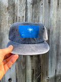 Washed Cotton Slate Blue Hat: Wildflower + Yosemite Topo