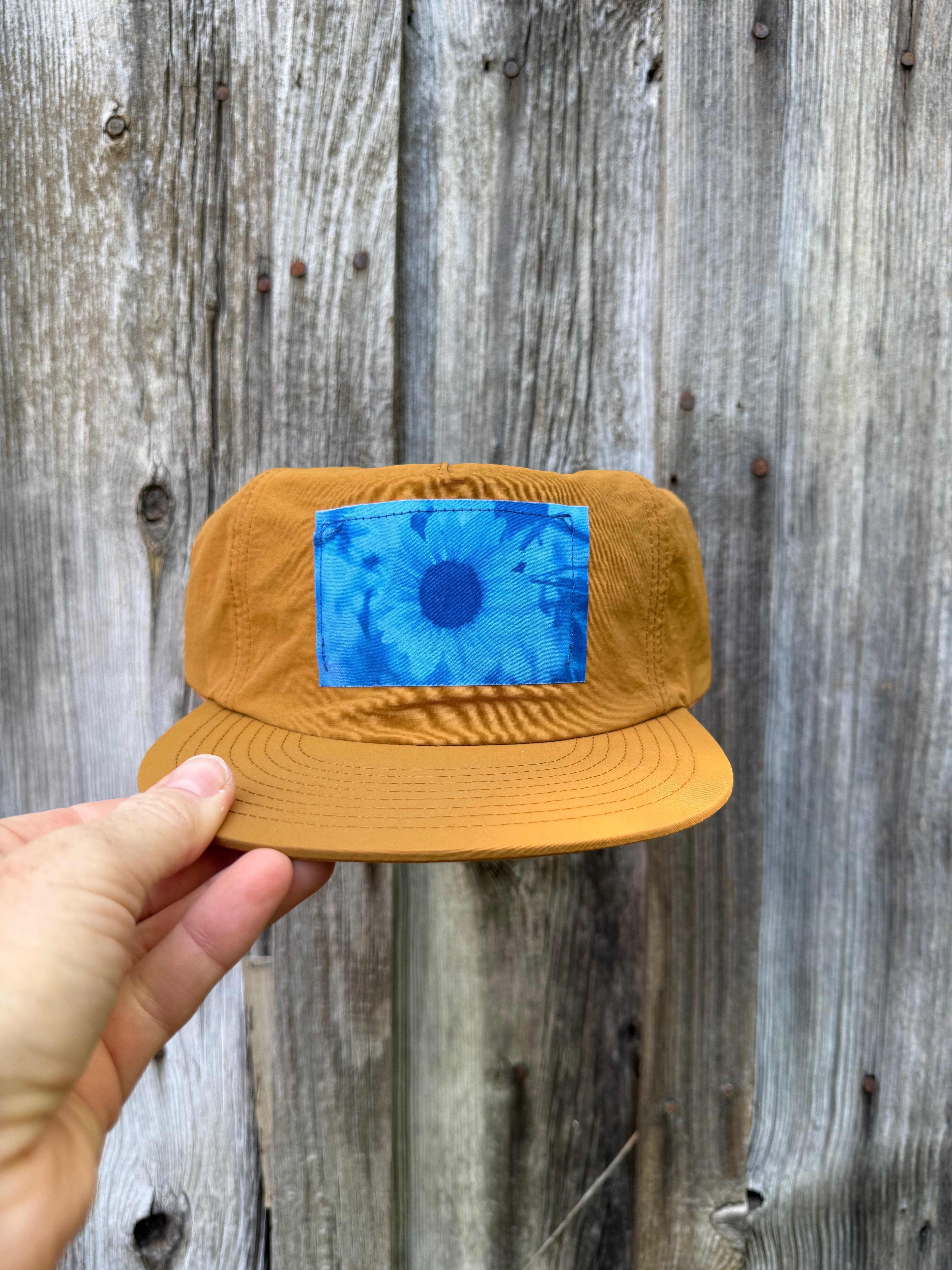 Nylon Honey Gold Hat: Sunflower Cyanotype Photo
