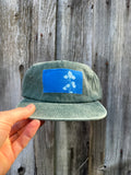 Washed Cotton Hunter Green Hat: Lupine + Yuba River Topo
