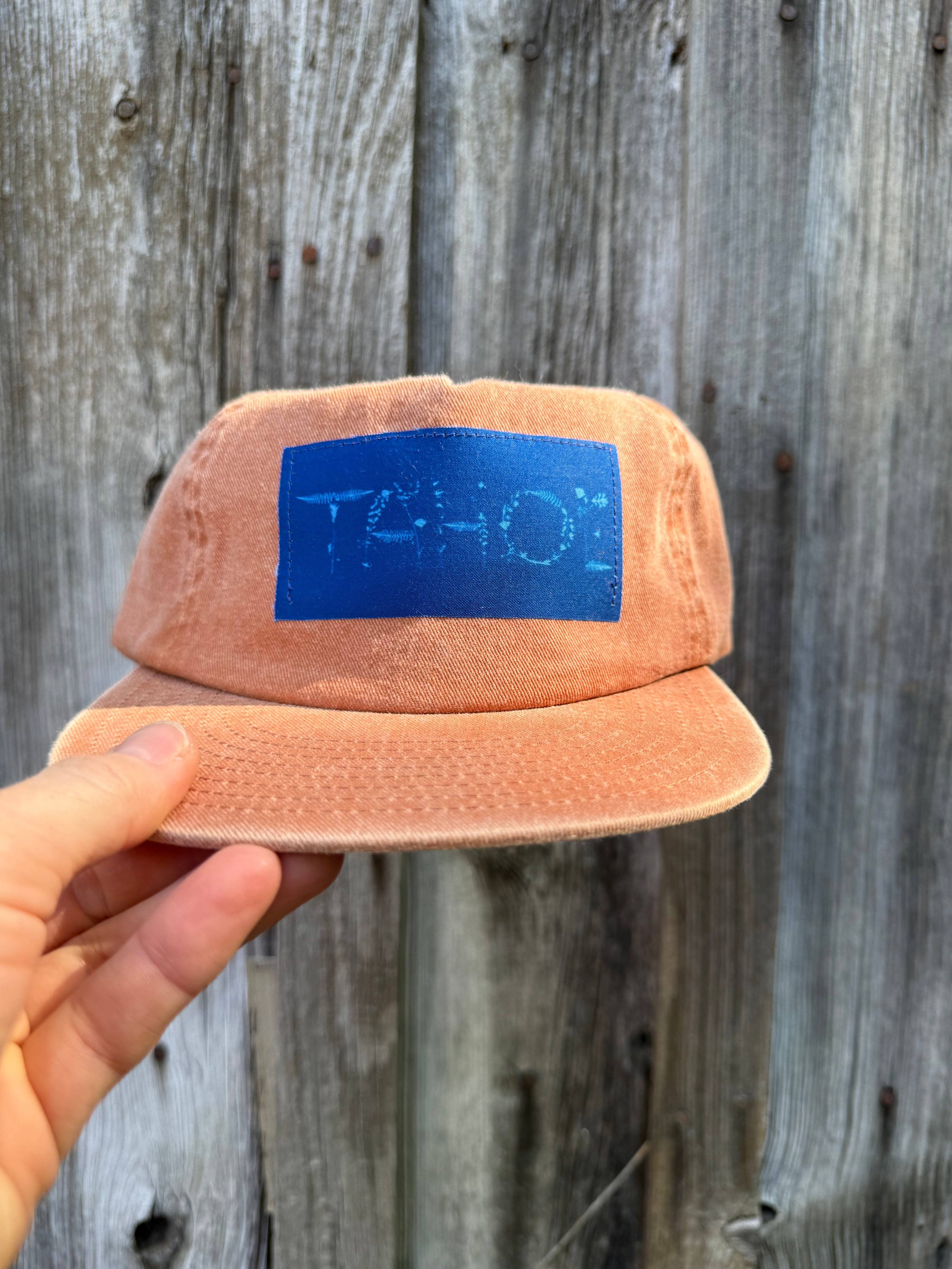 Washed Cotton Rust Orange Hat: "Tahoe" in Flowers