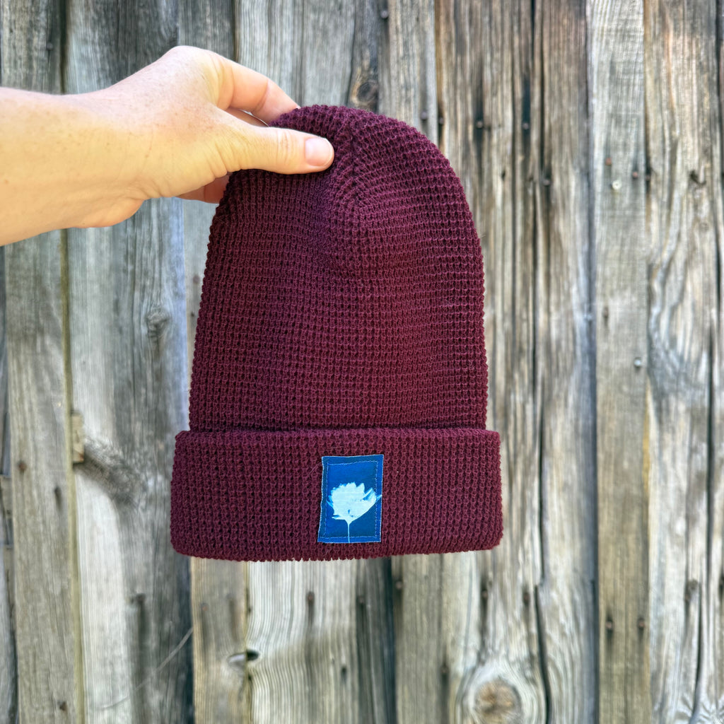 Waffle Knit Beanie: Burgundy : Wildflower