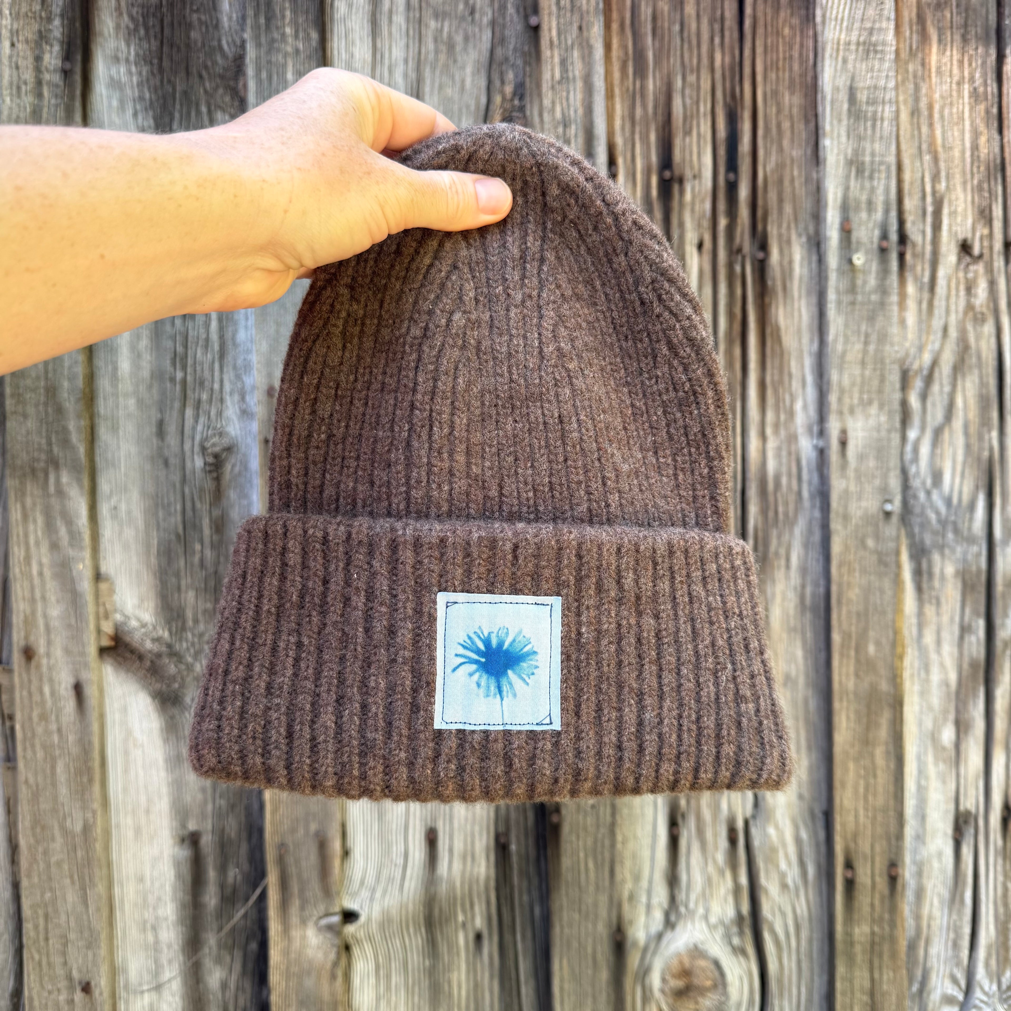 Chunky Knit Wool Beanie: Brown: Wildflower