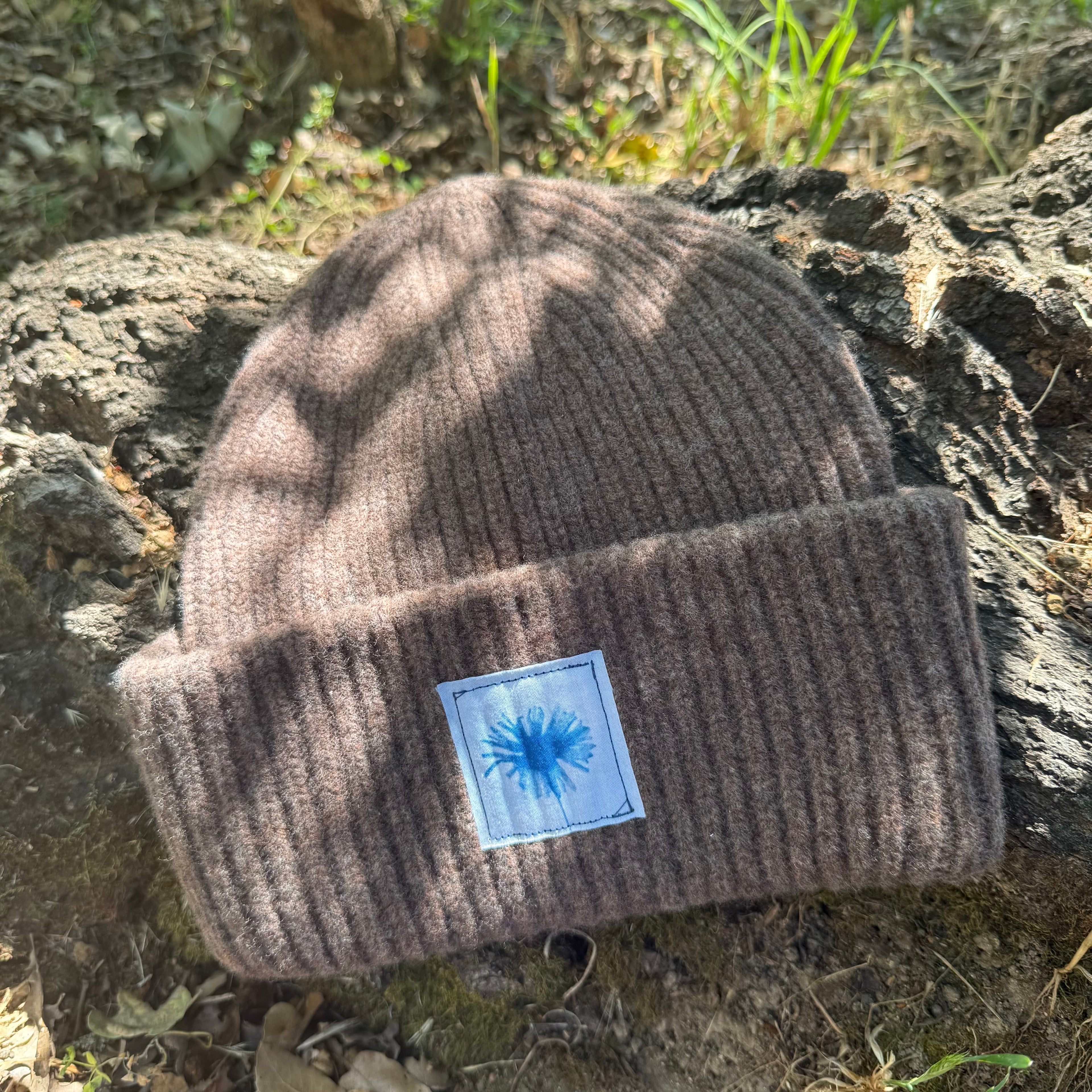 Chunky Knit Wool Beanie: Brown: Wildflower