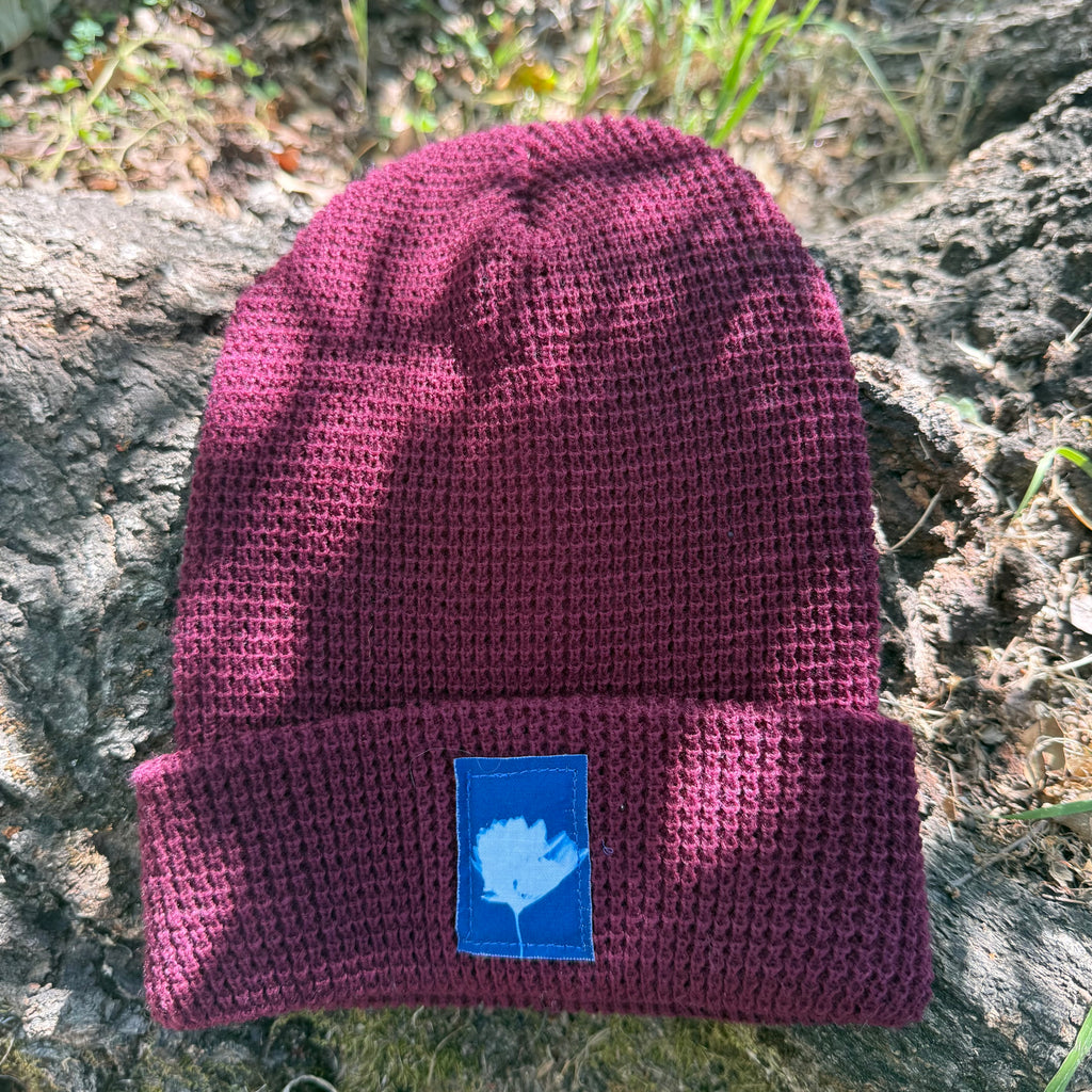 Waffle Knit Beanie: Burgundy : Wildflower