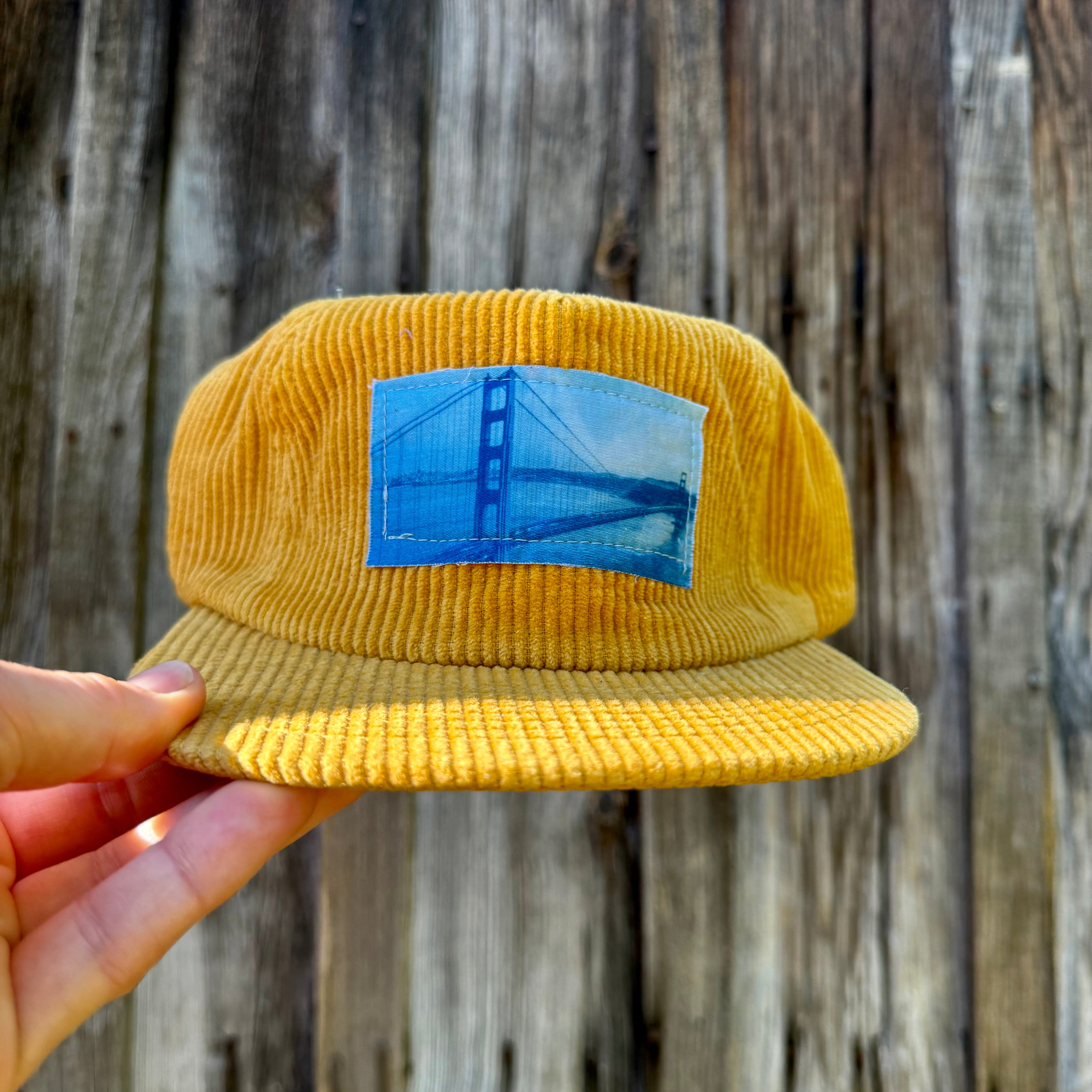 Corduroy Sun Gold Hat: SF Golden Gate Bridge