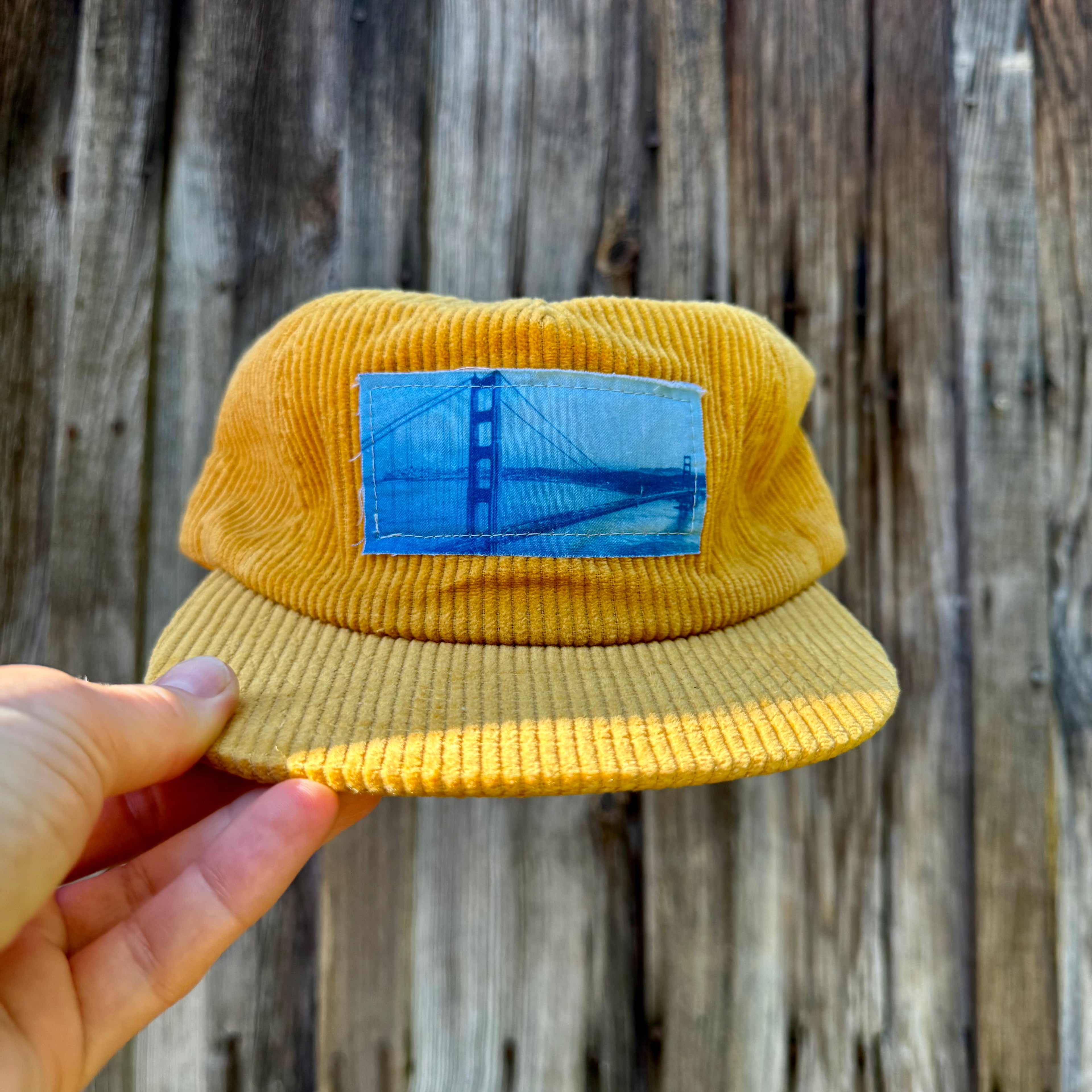 Corduroy Sun Gold Hat: SF Golden Gate Bridge