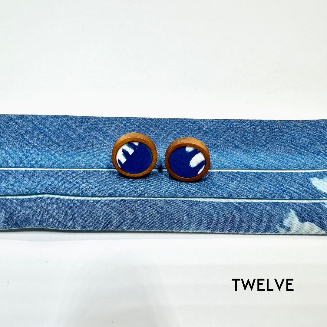 Cyanotype 12mm Stud Earrings - 12 image