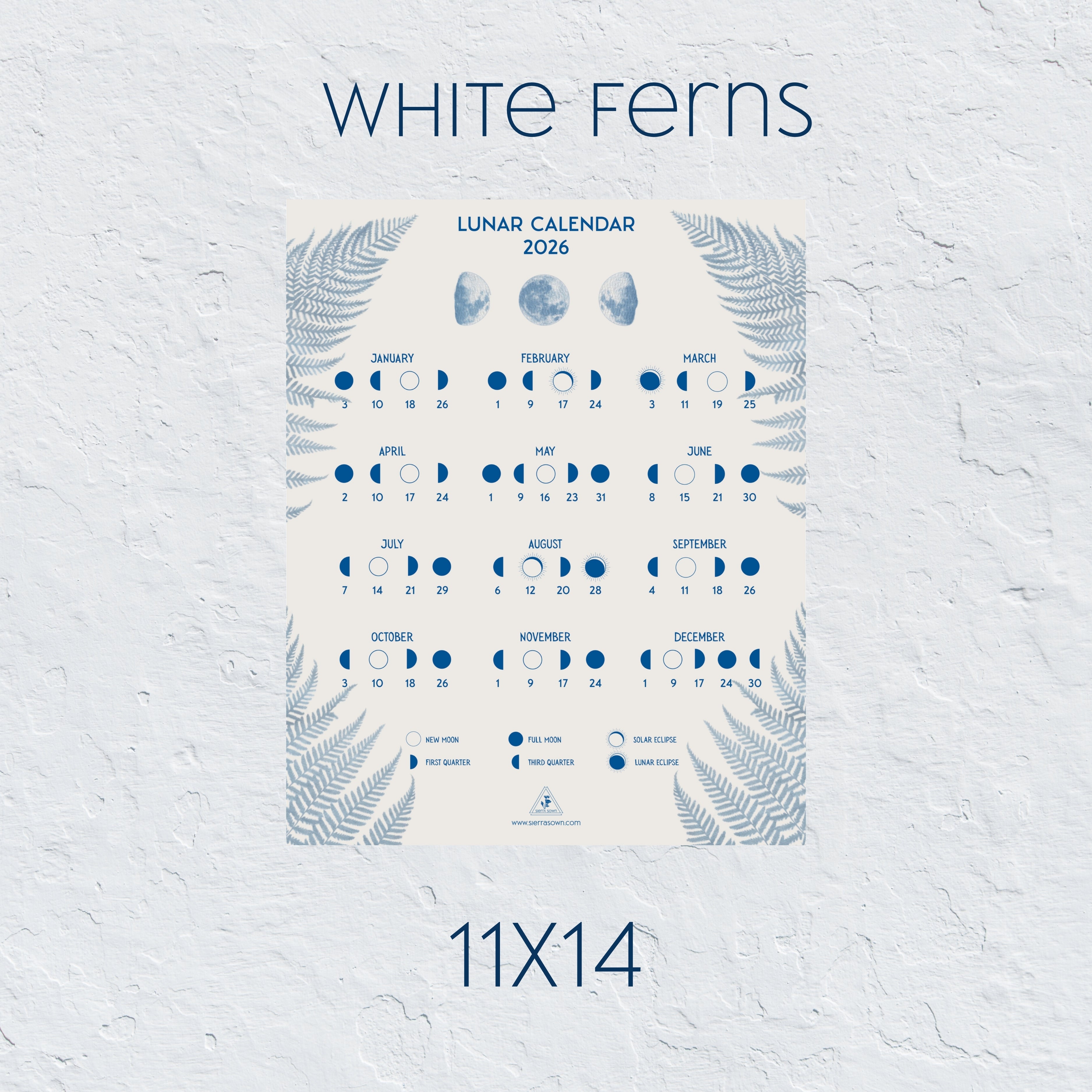 2026 Lunar Calendar: Fern (11x14)